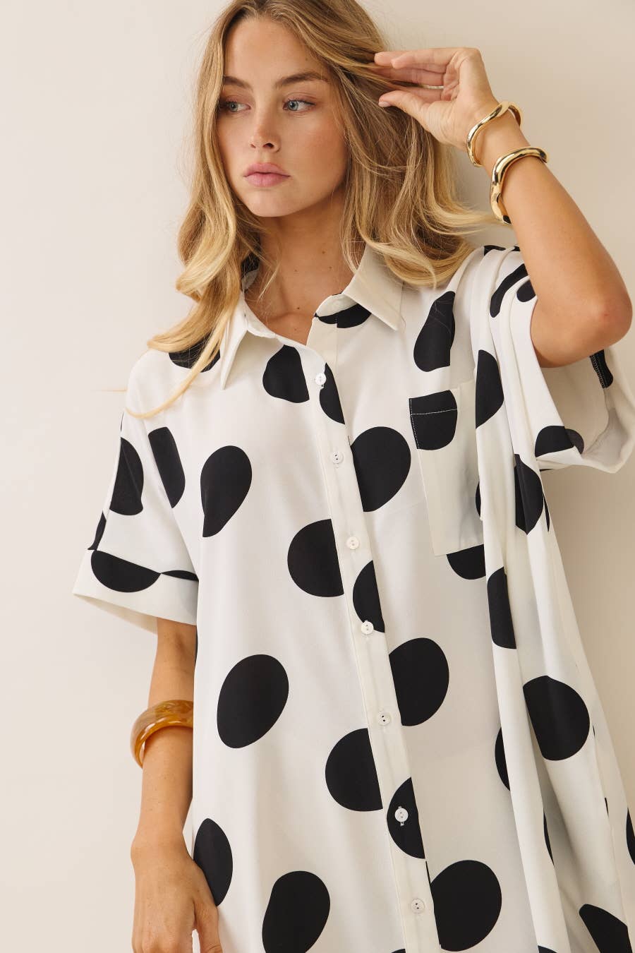 Short Sleeve Polka Dot Dress