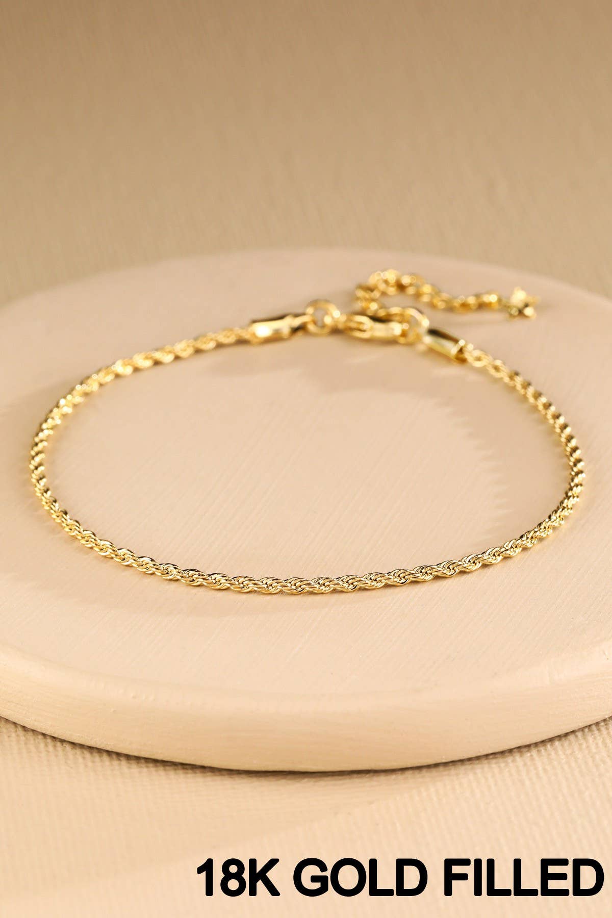 18K Gold Filled Rope Chain Bracelet