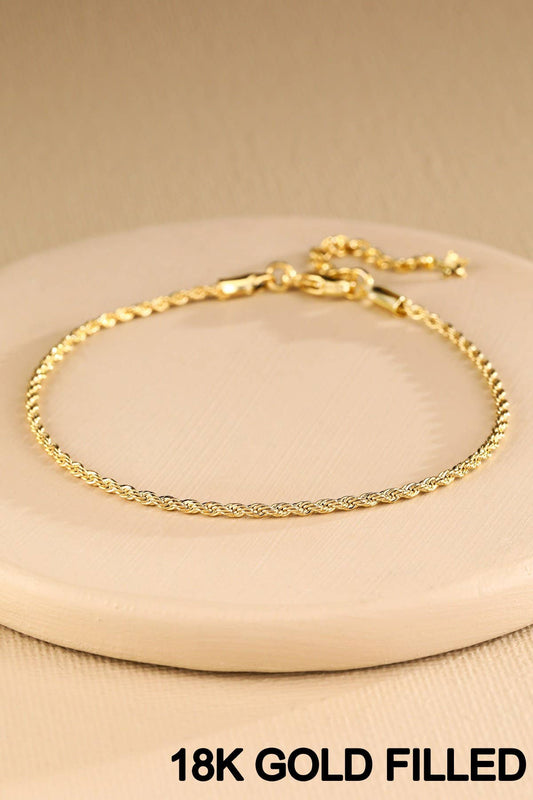 18K Gold Filled Rope Chain Bracelet
