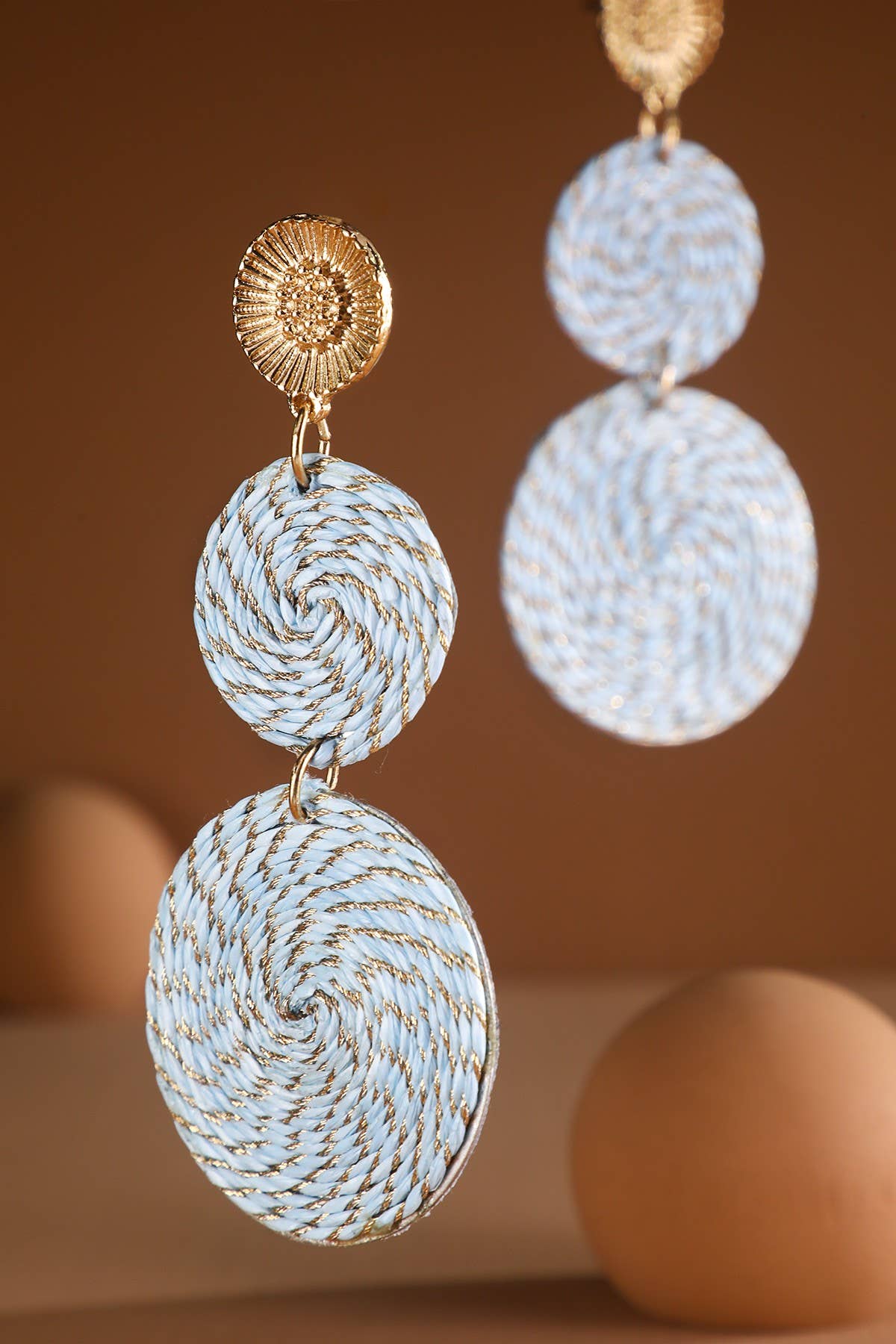 Thread Double Round Drop Earring