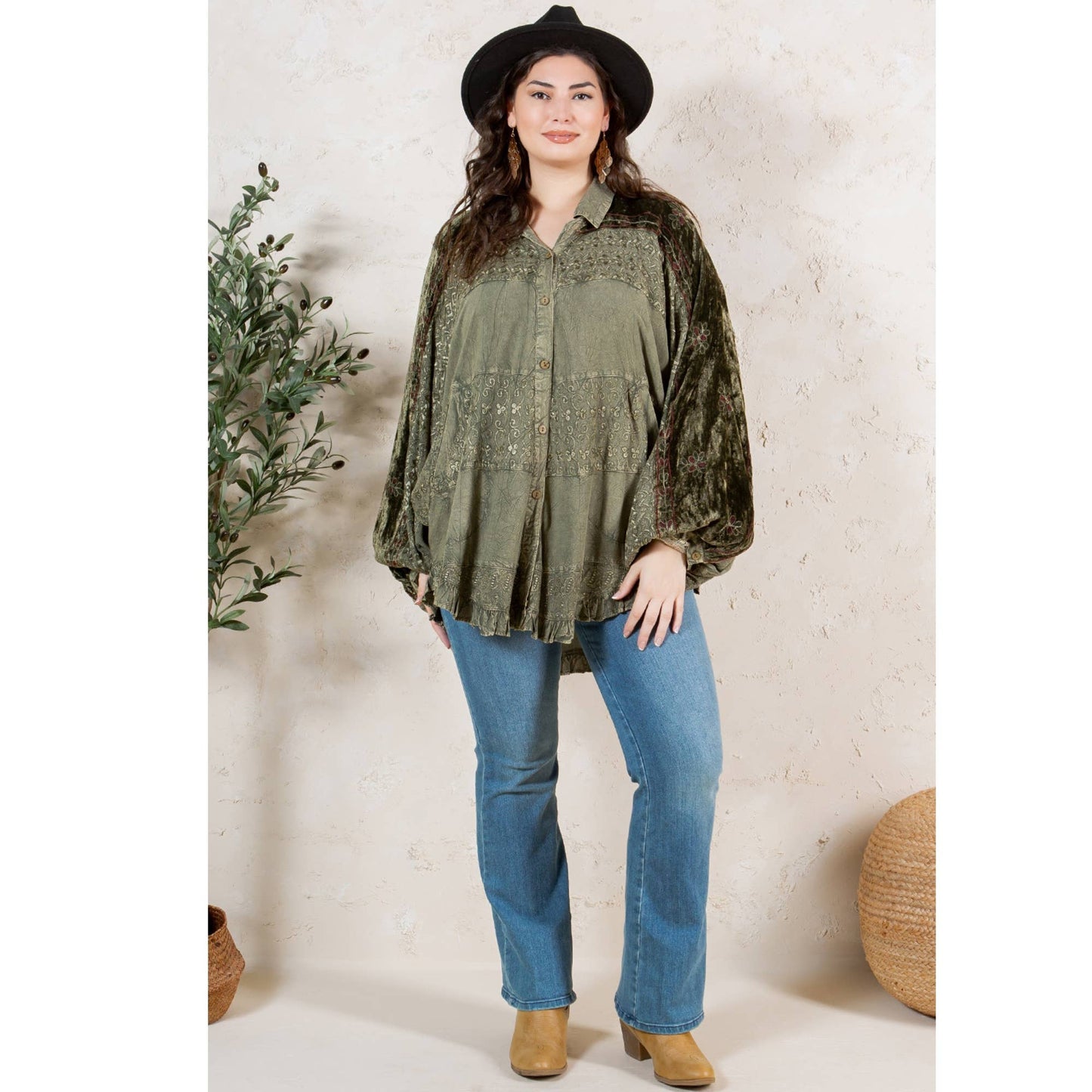 Bohemian Elegance: Stonewashed Rayon Top