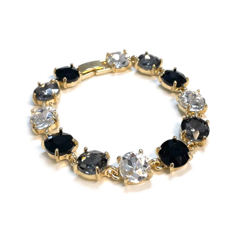 Round Cushion Cut Crystal Glass Linked Bracelet