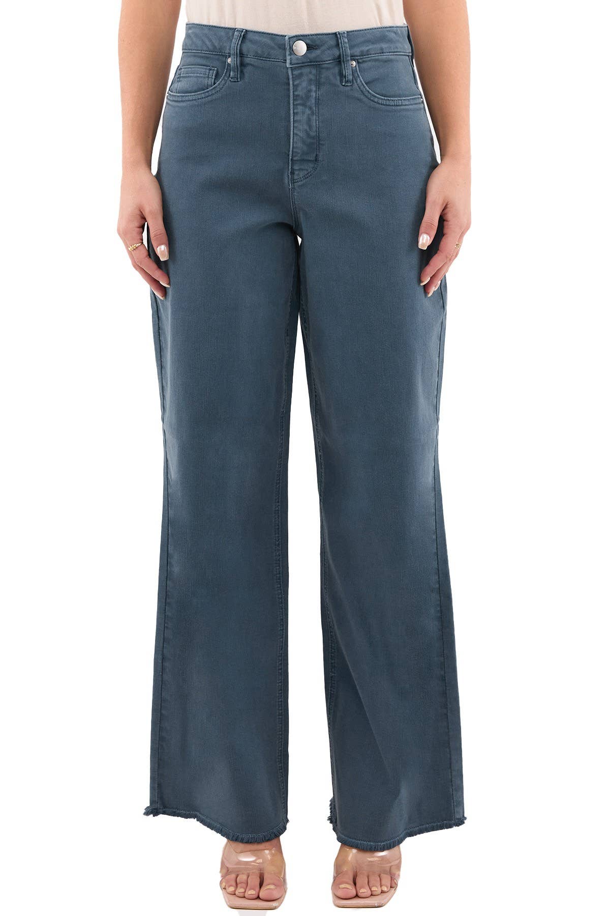 Plus Size Chloe High Rise Frayed Wide Leg Pants