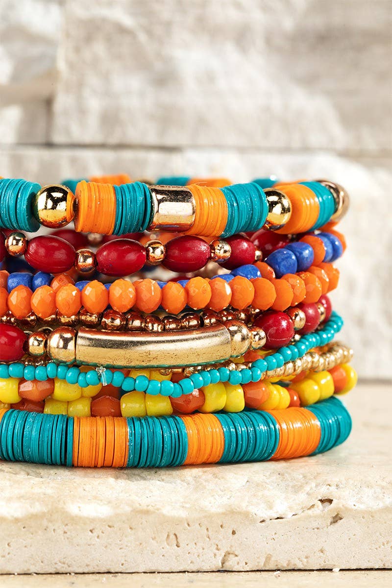 12 Set Multi Layered Beaded Bracelet