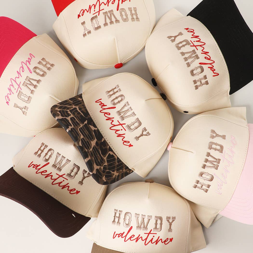 Howdy Valentine Embroidery Two-Tone Trucker Hat