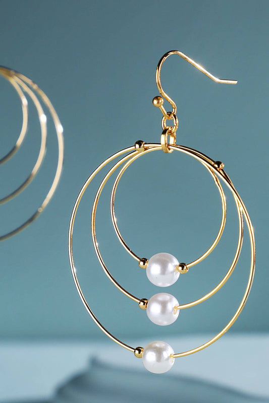 Multi-Hoop Earrings with Pearl Accents