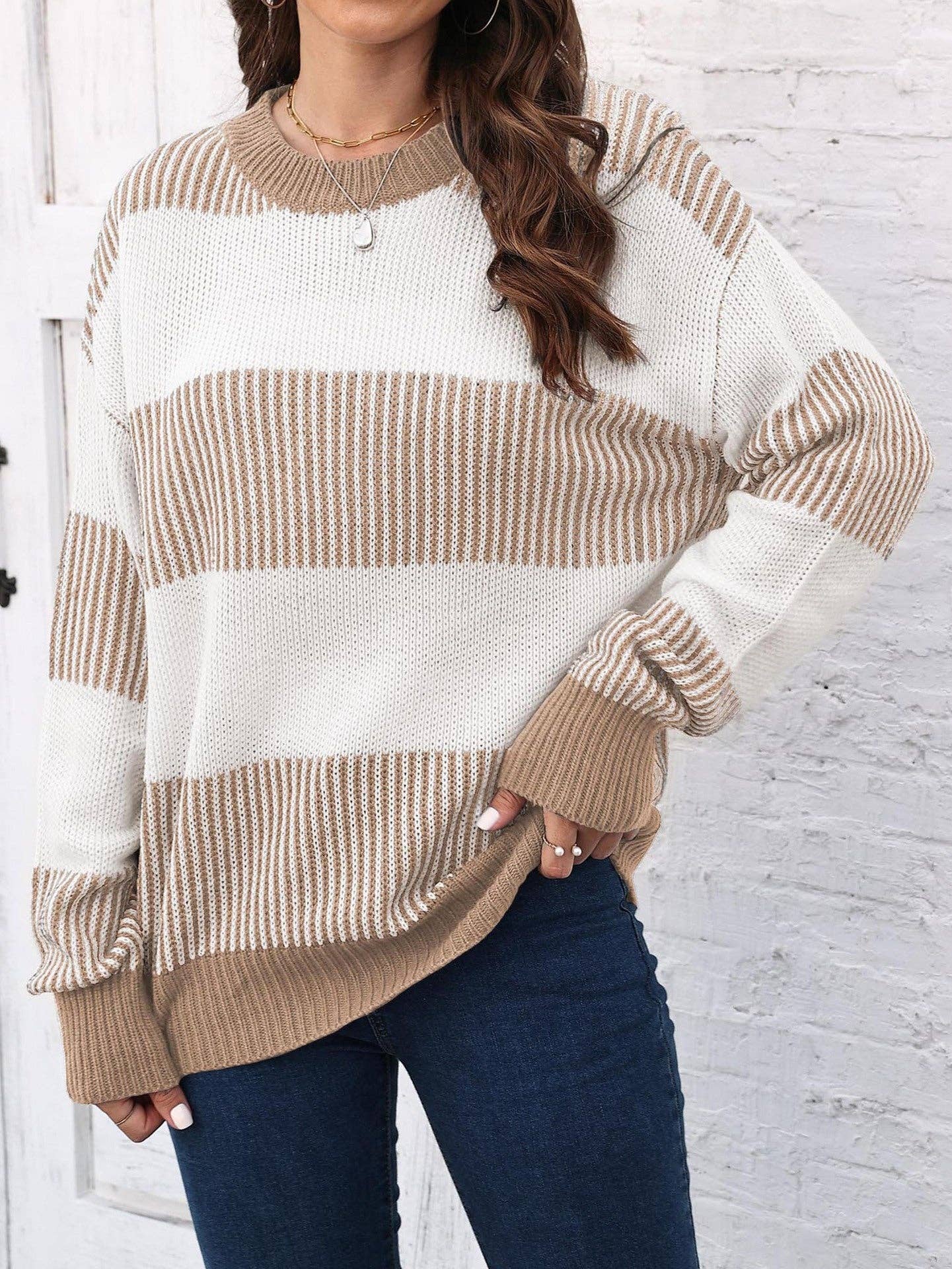 Colorblock Striped Sweater for Fall/Winter