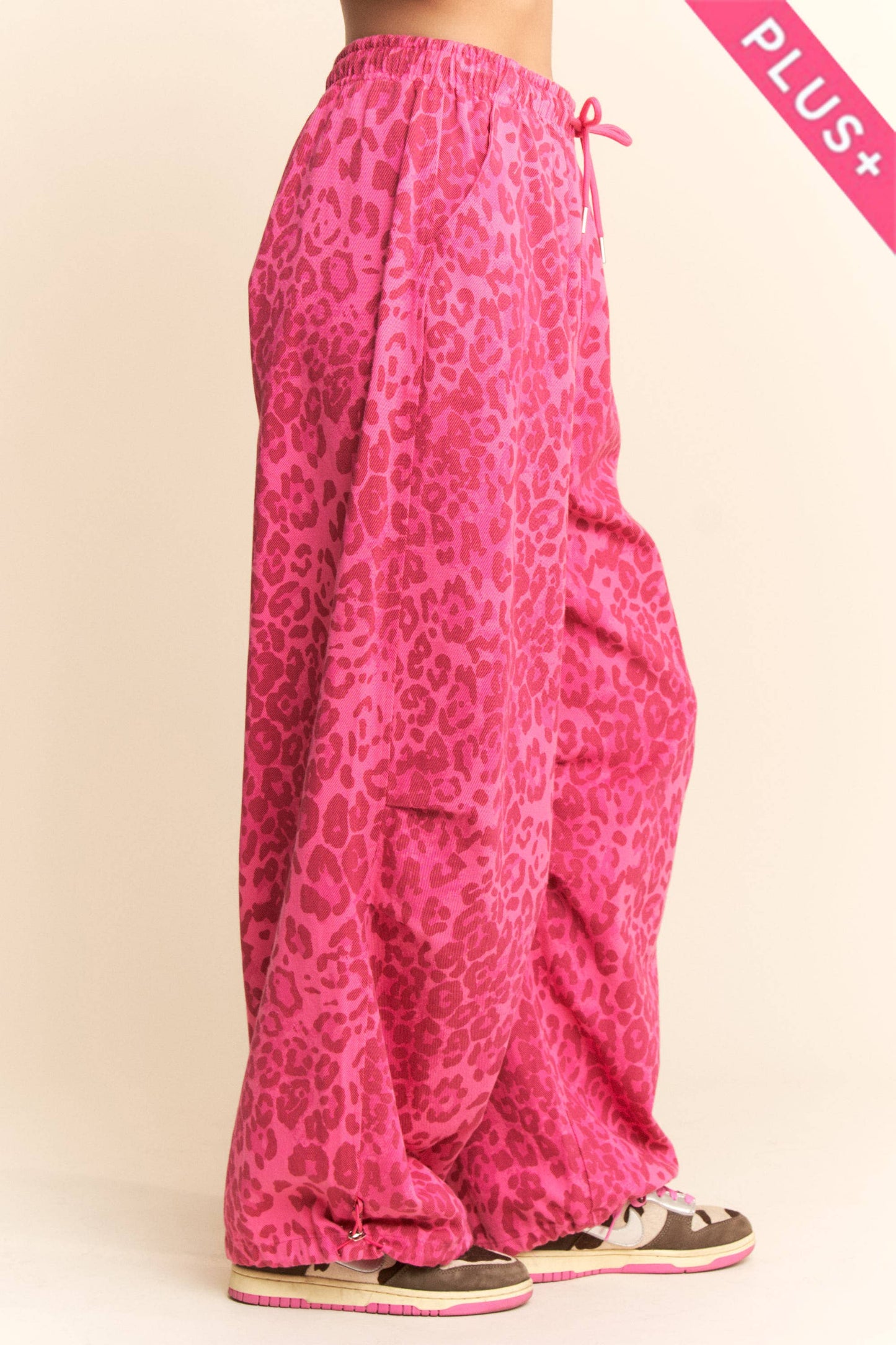 PLUS LEOPARD MESH CARGO JOGGERS