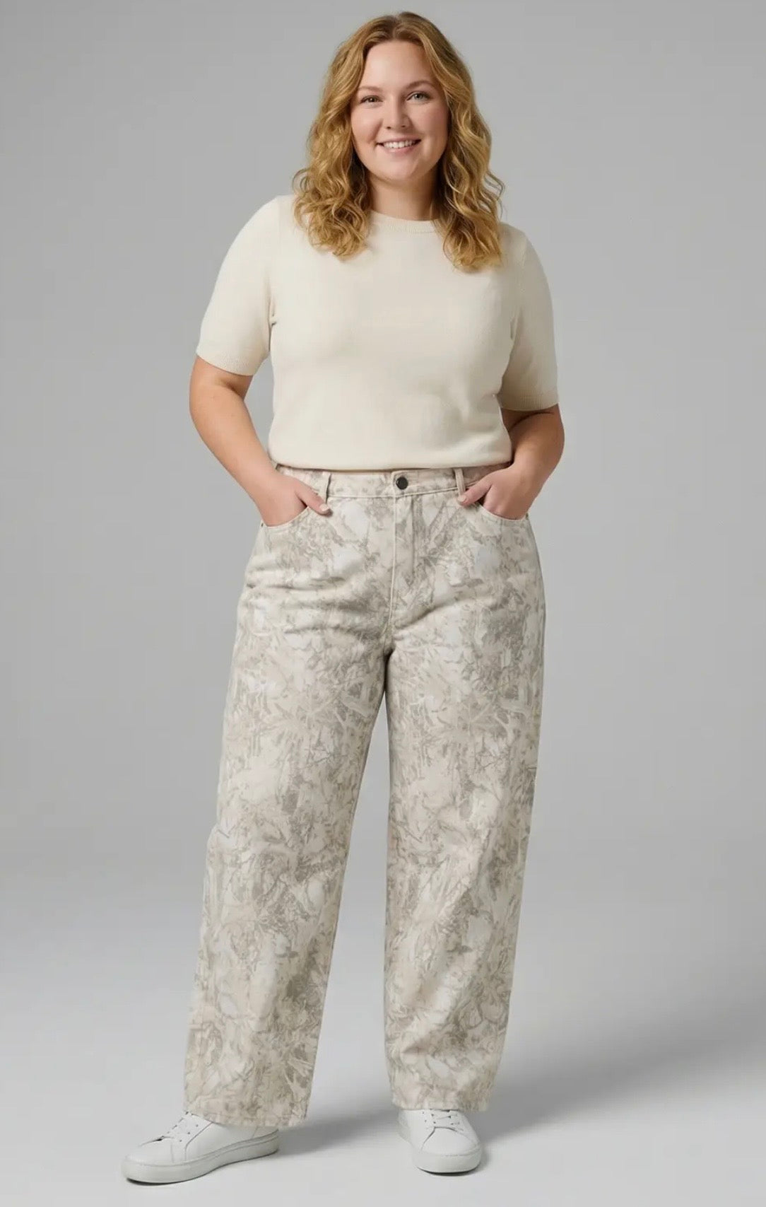 Light Camo Wide Leg Jeans