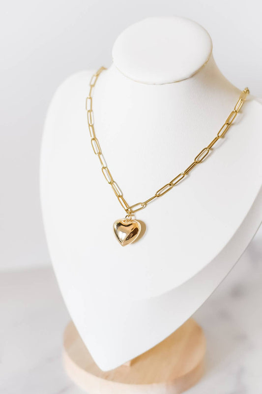 Brynleigh | large heart charm necklace18k gld plated
