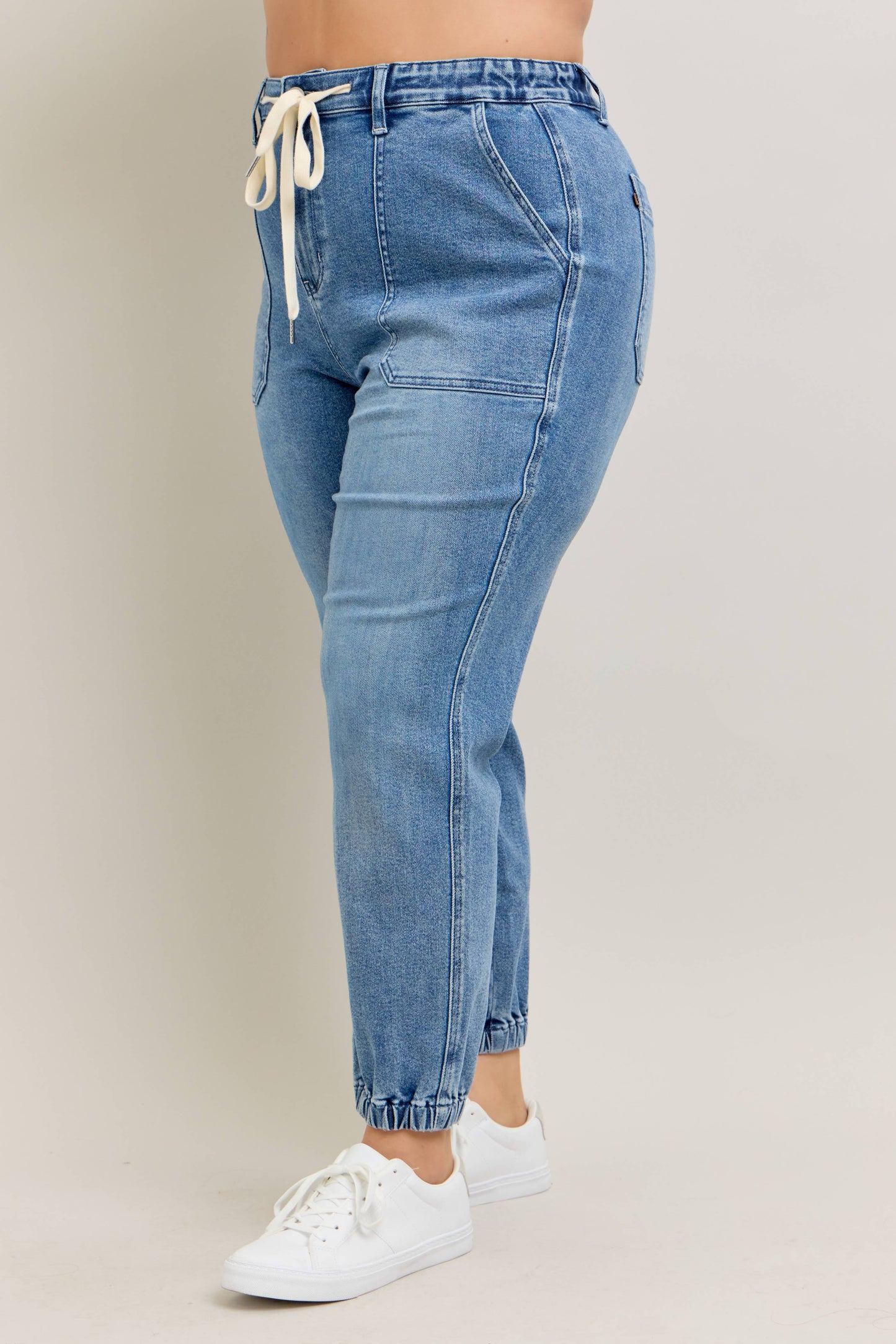 High Waisted Denim Jogger - PLUS