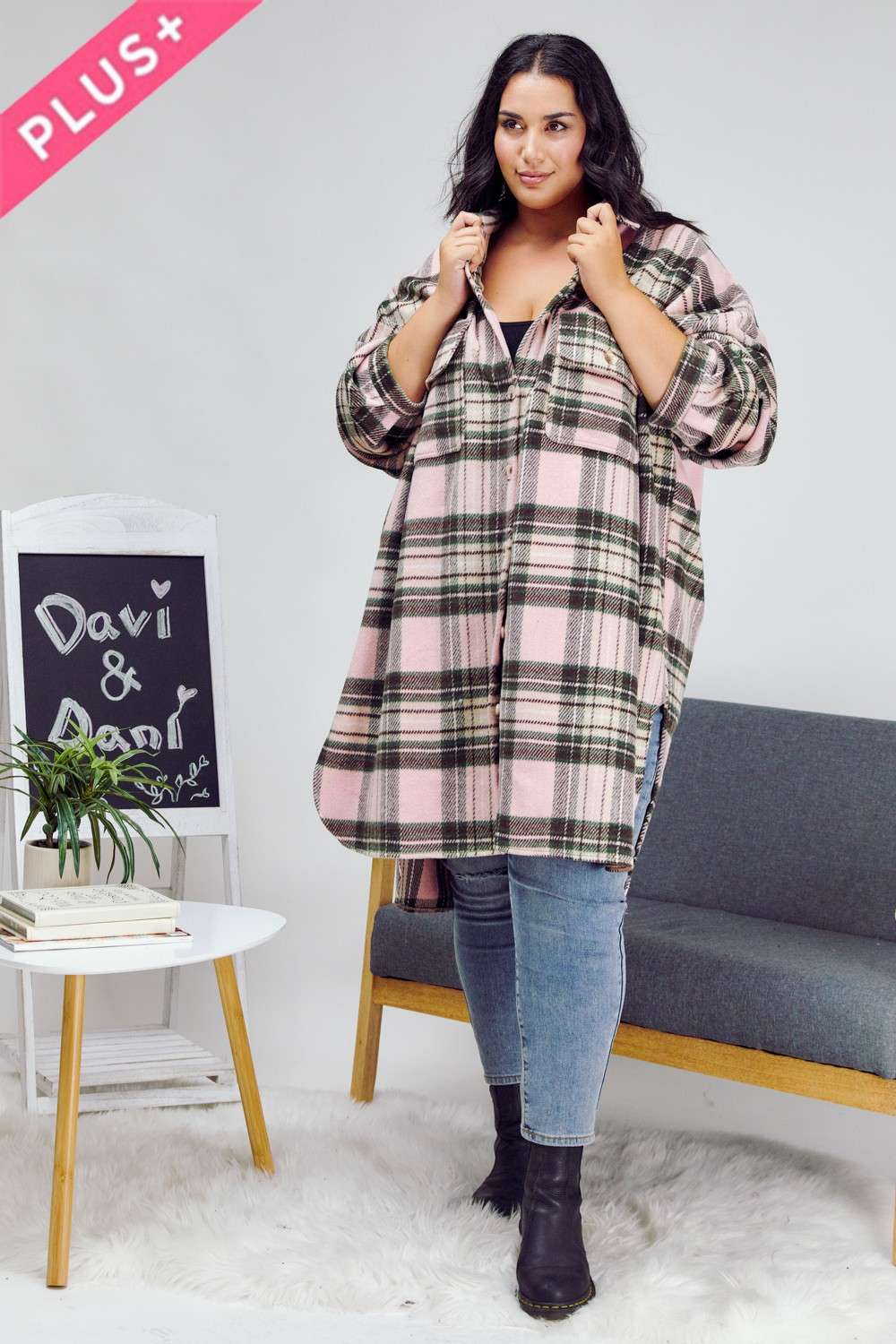 PLUS STRIPE BUTTON DOWN JACKET