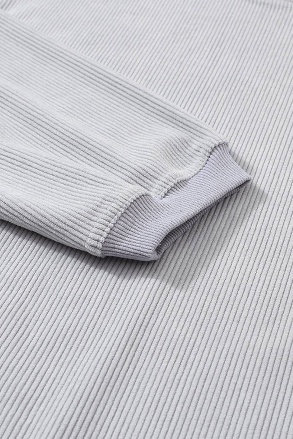 Customizable Long Sleeve Ribbed Corded Oversized Sweatshirt