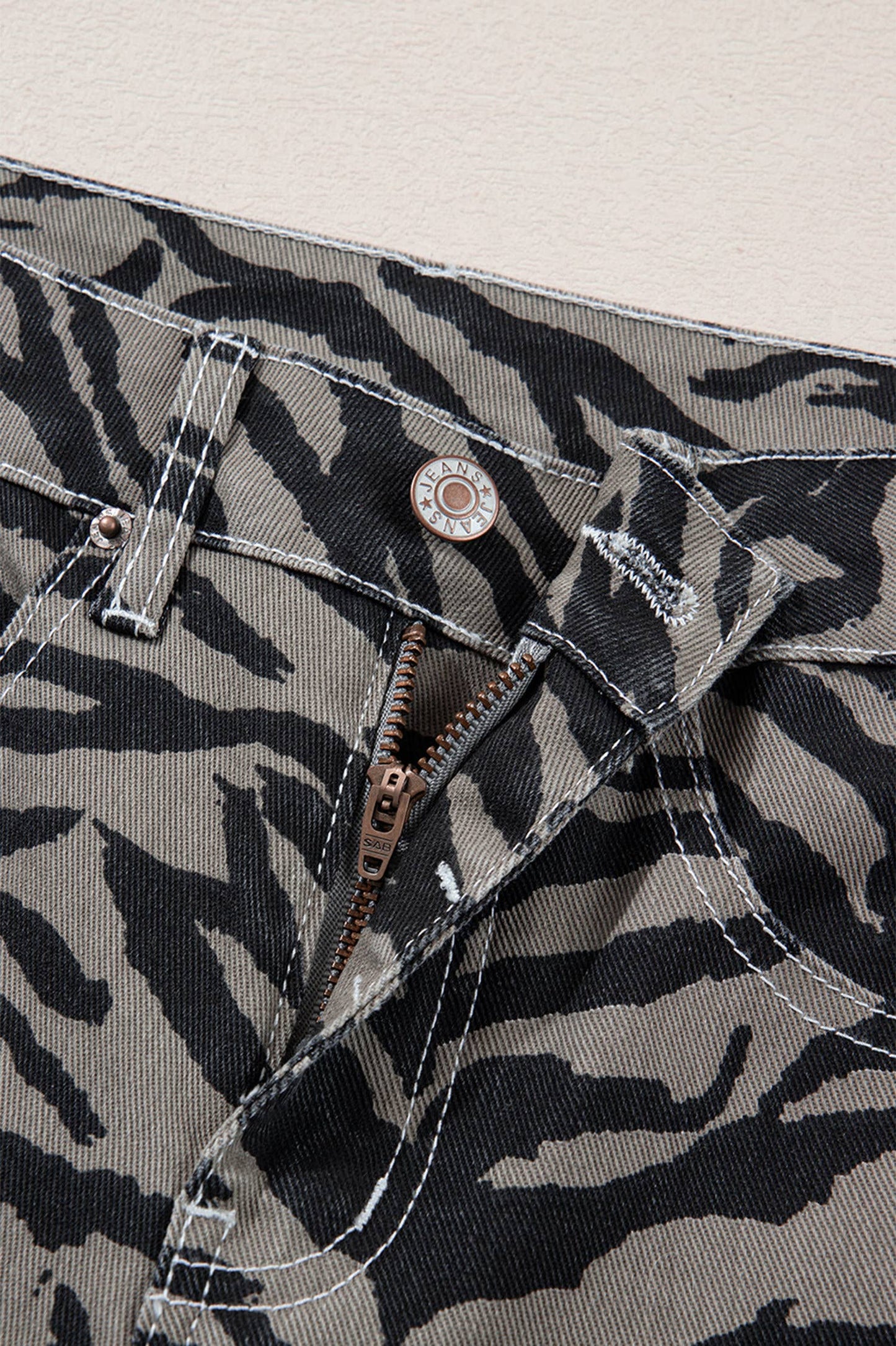 Plus Size Zebra Stripe Printed Wide Leg Jeans