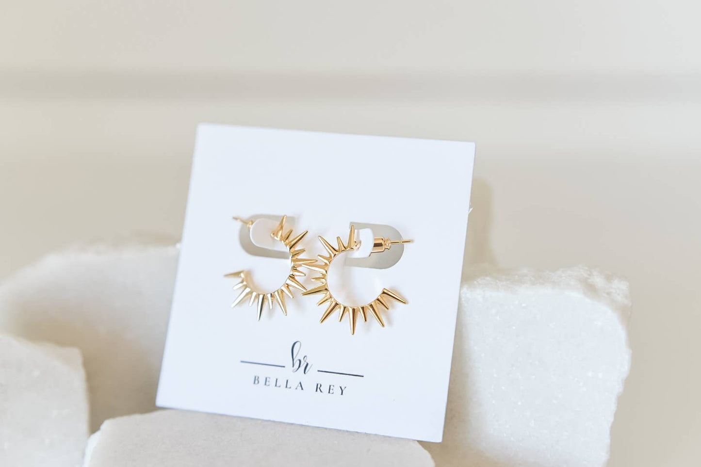 Mikel 18k gold stud earrings-non tarnish-hypoallergenic