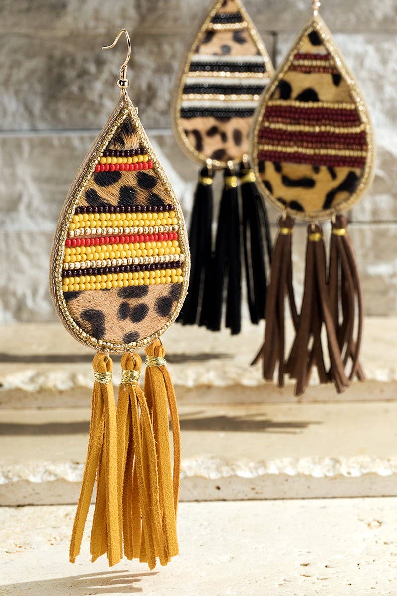 Seed Bead and Tassel Earrings