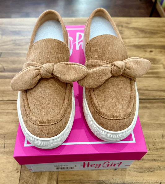 Camel Faux Suede Loafers
