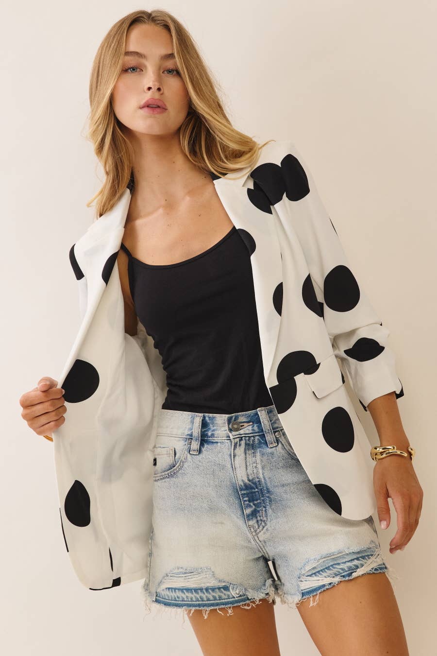 Polka Dot Cropped Blazer