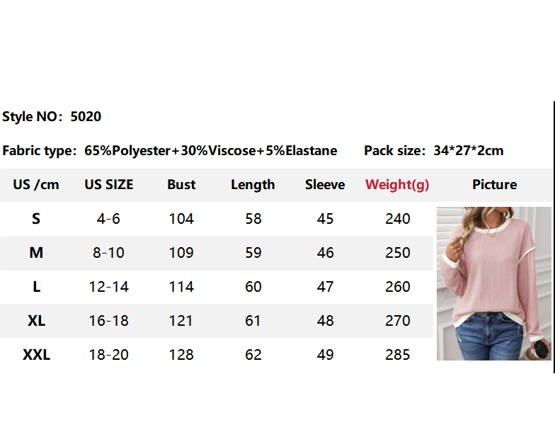 Colorblock Crewneck Knit Look Long Sleeve Pullover Top