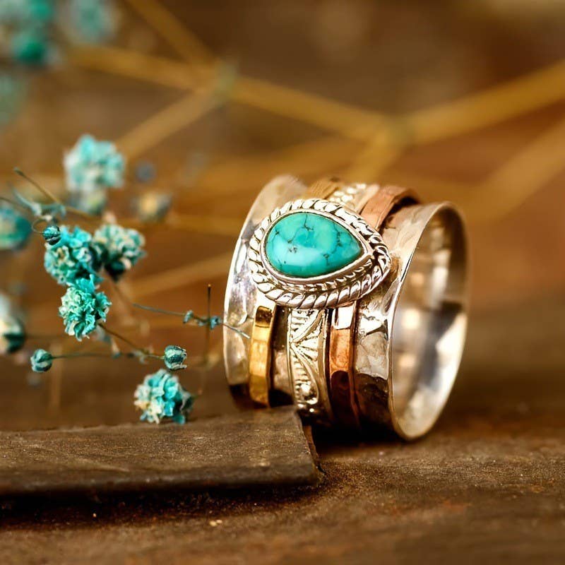 Teardrop Natural Stone Ring | 40R116