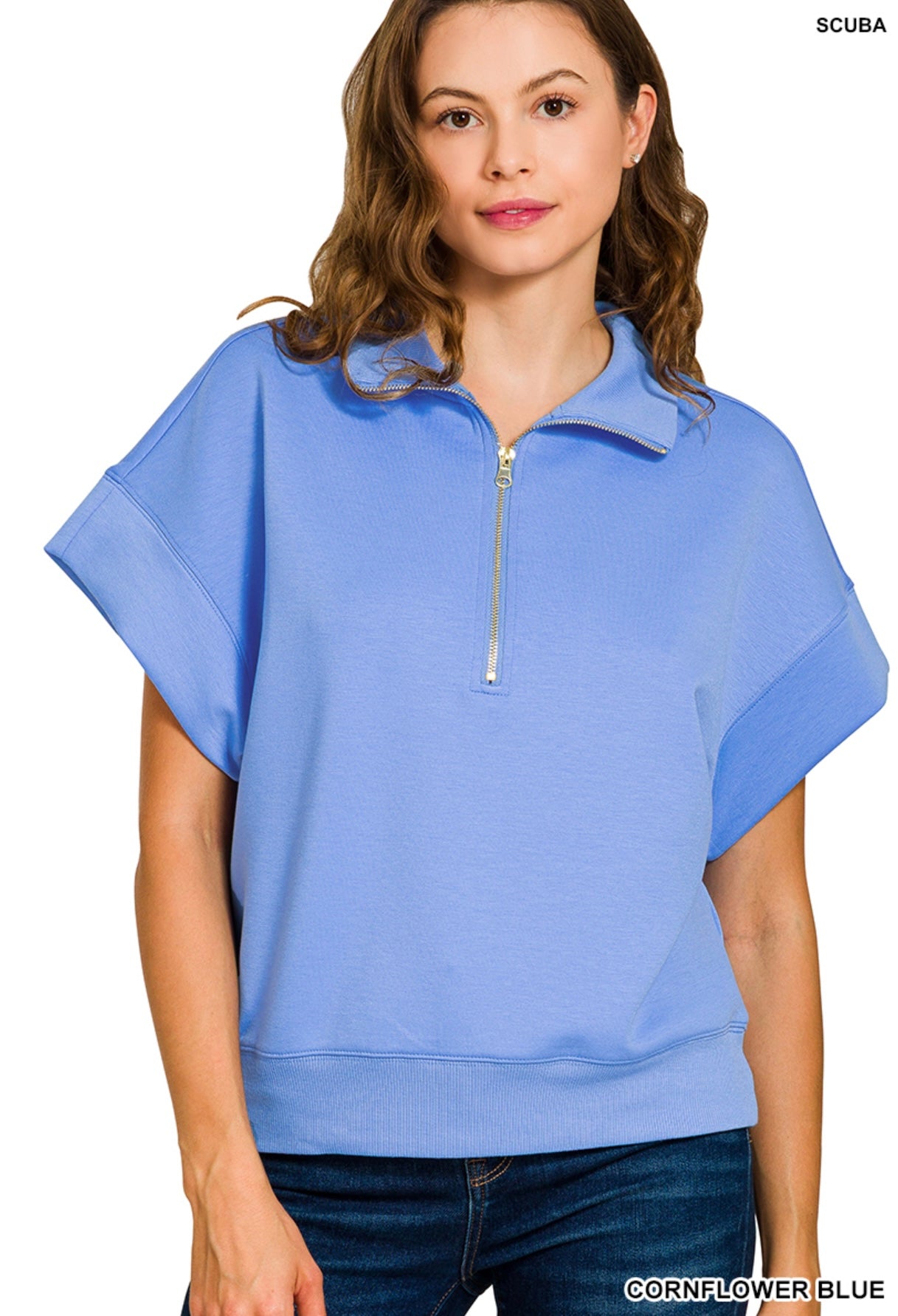 Zenana Half Zip 2 Piece Shorts Set