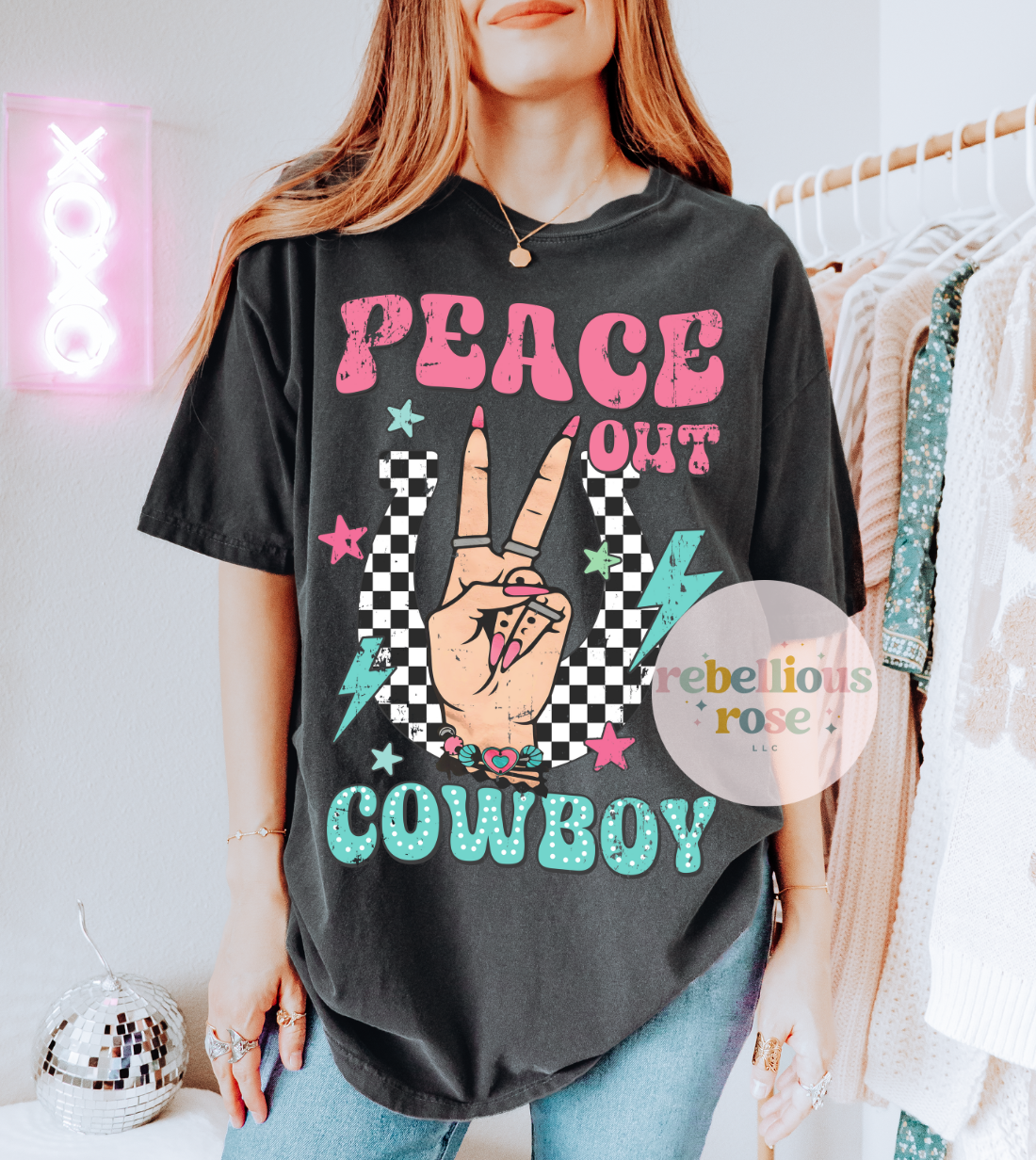 Peace Out Cowboy Graphic T-shirt 