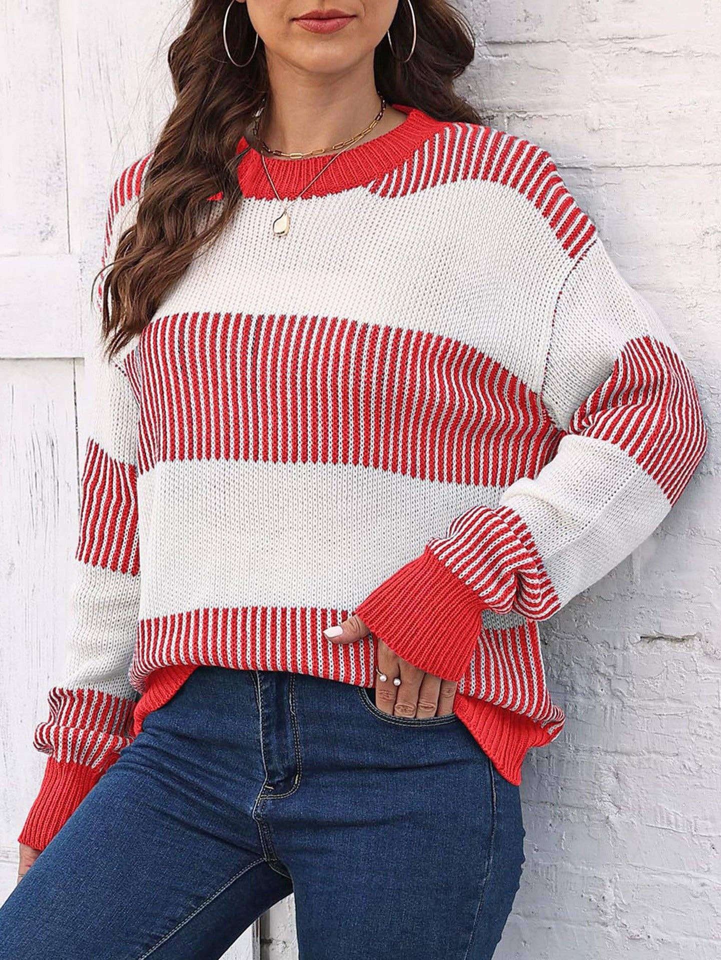 Colorblock Striped Sweater for Fall/Winter