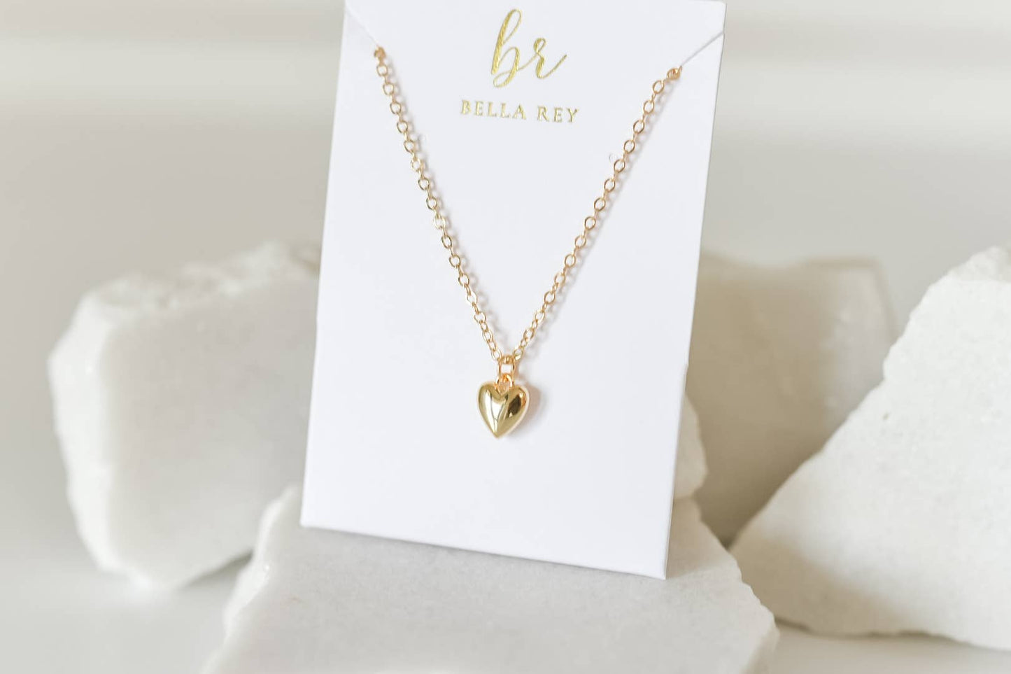 Blakely dainty bubble heart necklace 18k gold plated 