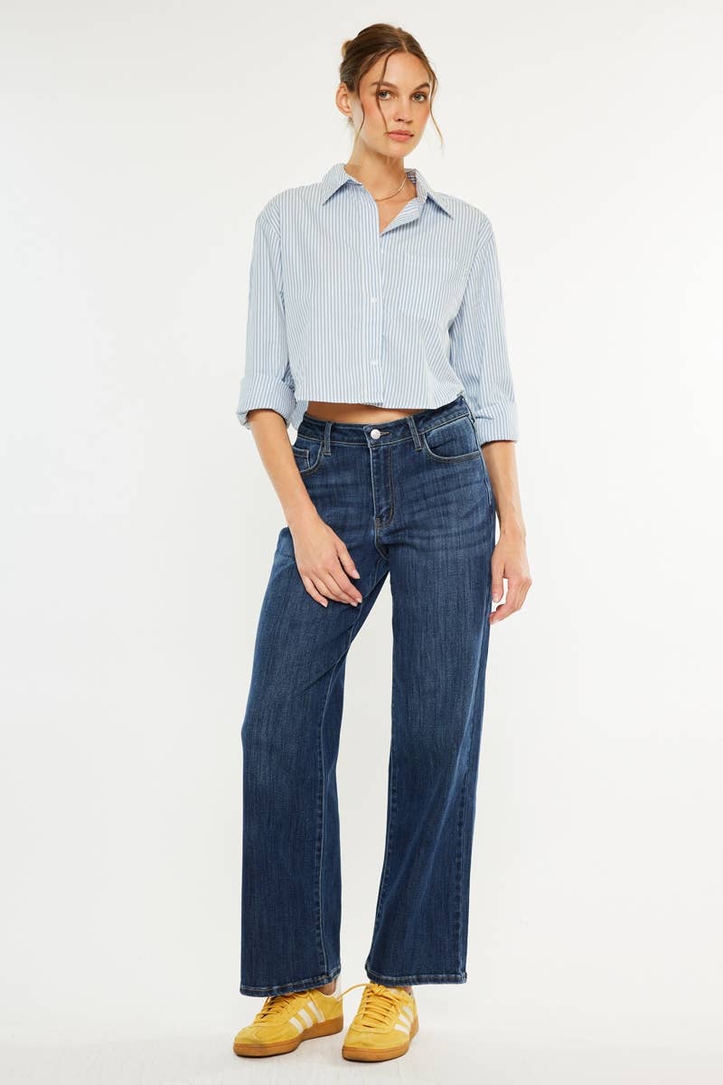 OPEN PACK HIGH RISE WIDE LEG JEANS-KC20030D