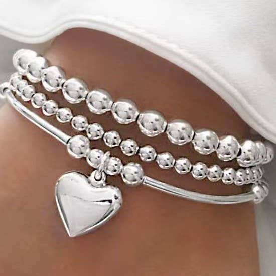 MULTI BALL CHAIN SILVER STRETCHABLE BRACELET | 40B5206