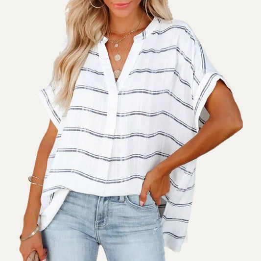 Lazy Days V-Neck Short Sleeve Sheer Oversized Top