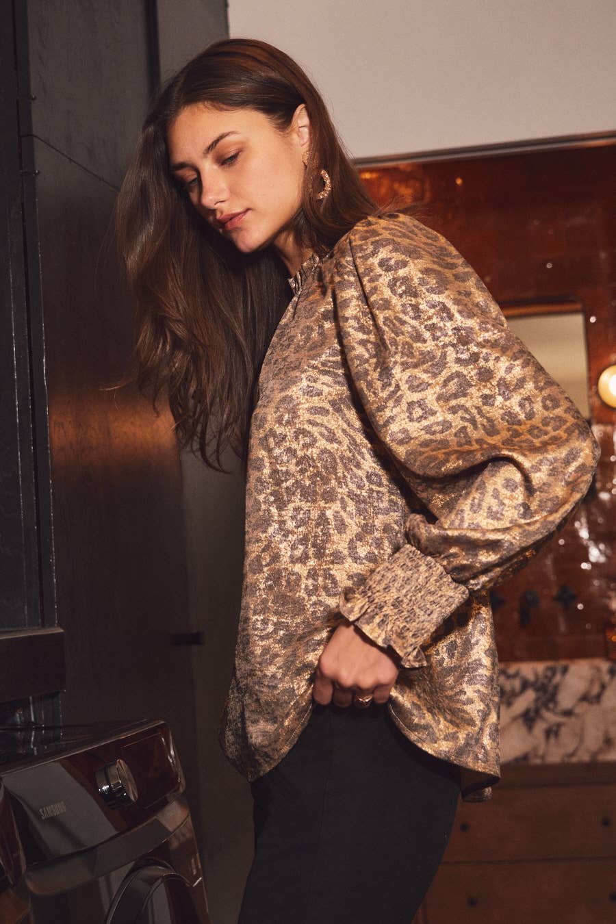 Metallic Leopard Printed Blouse