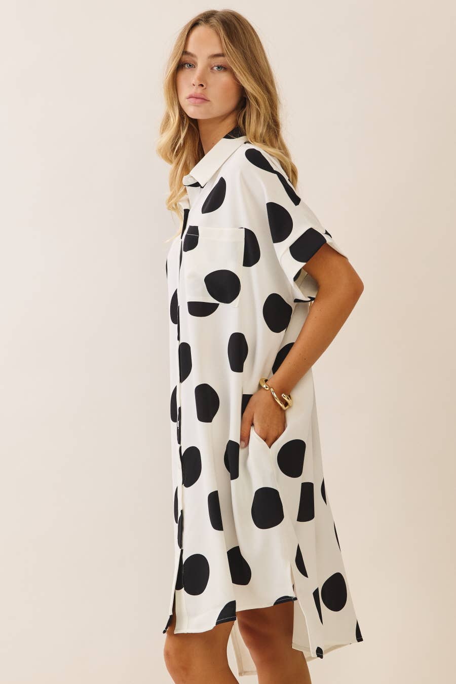 Short Sleeve Polka Dot Dress