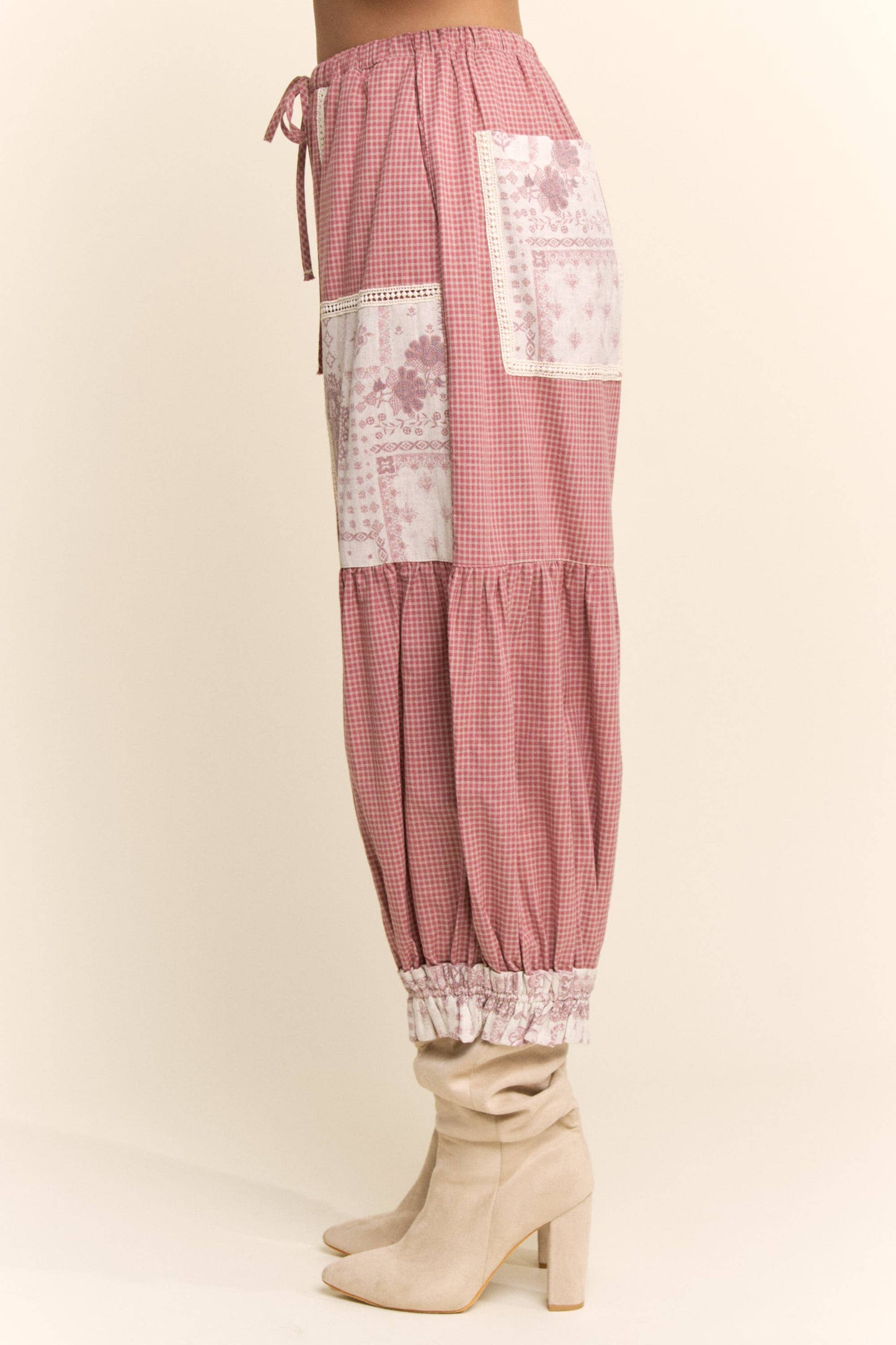 CONTRAST PATCHWORK BLOOMER PANTS