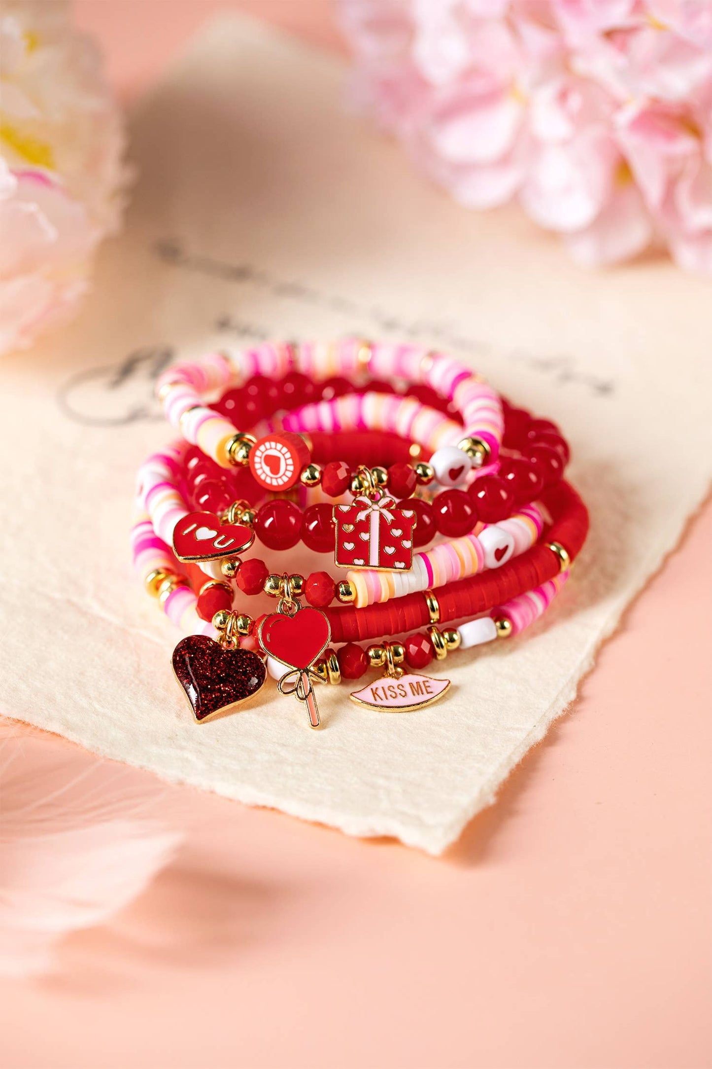 Multi 5pcs I Love U Valentines Day Sweet Bracelet Set