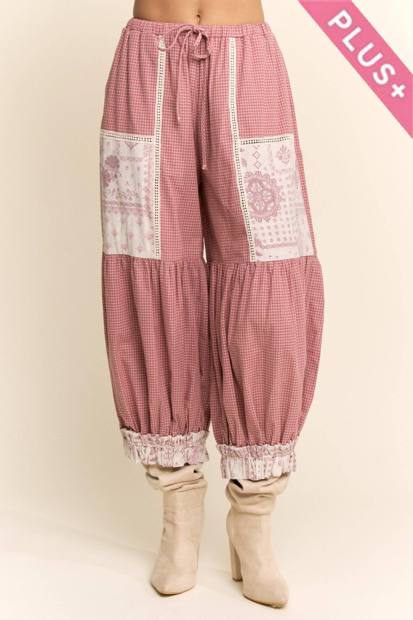 CONTRAST PATCHWORK BLOOMER PANTS