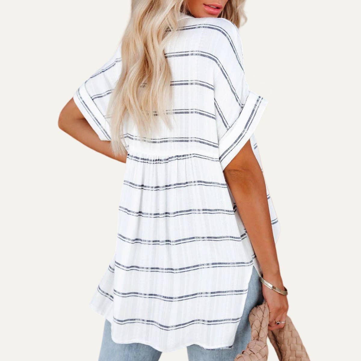 Lazy Days V-Neck Short Sleeve Sheer Oversized Top