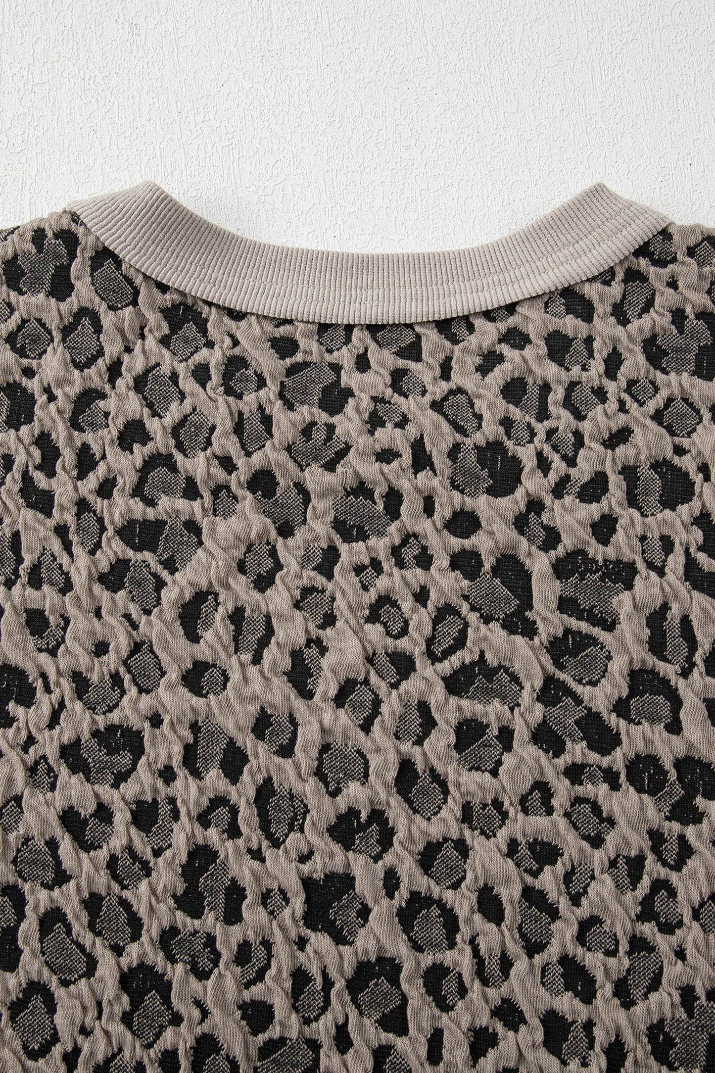 Jacquard Leopard Half Sleeve Jumper Wide Leg Pant Set (S-XL)