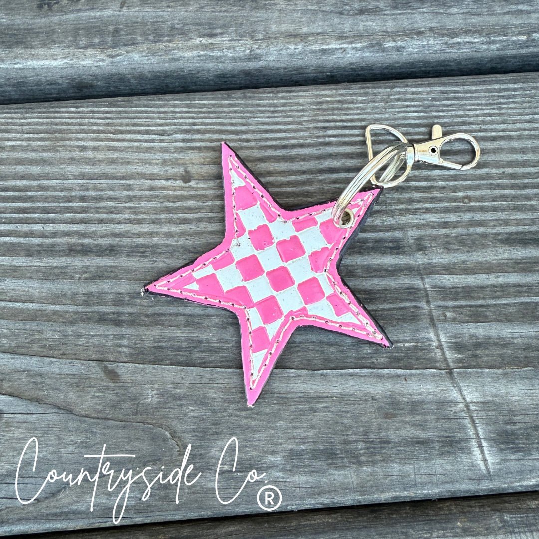 Checkered Star Keychain