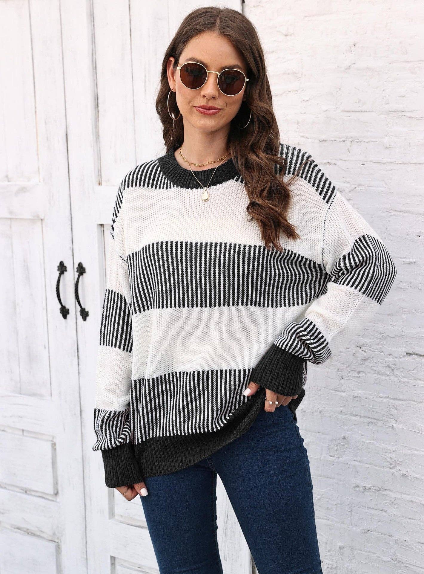 Plus Size Colorblock Striped Sweater | Cozy Fall/Winter Knit