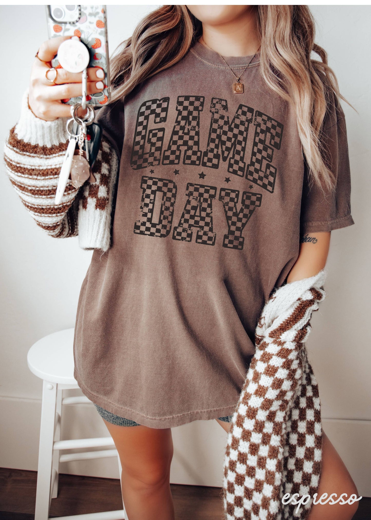 Game Day Checkered Tee *12 Colors (S-3X)