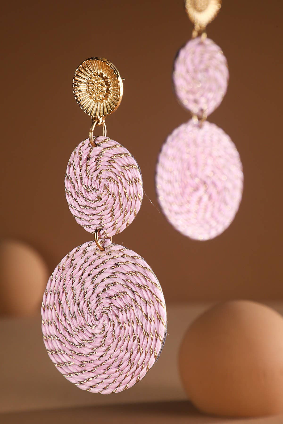 Thread Double Round Drop Earring