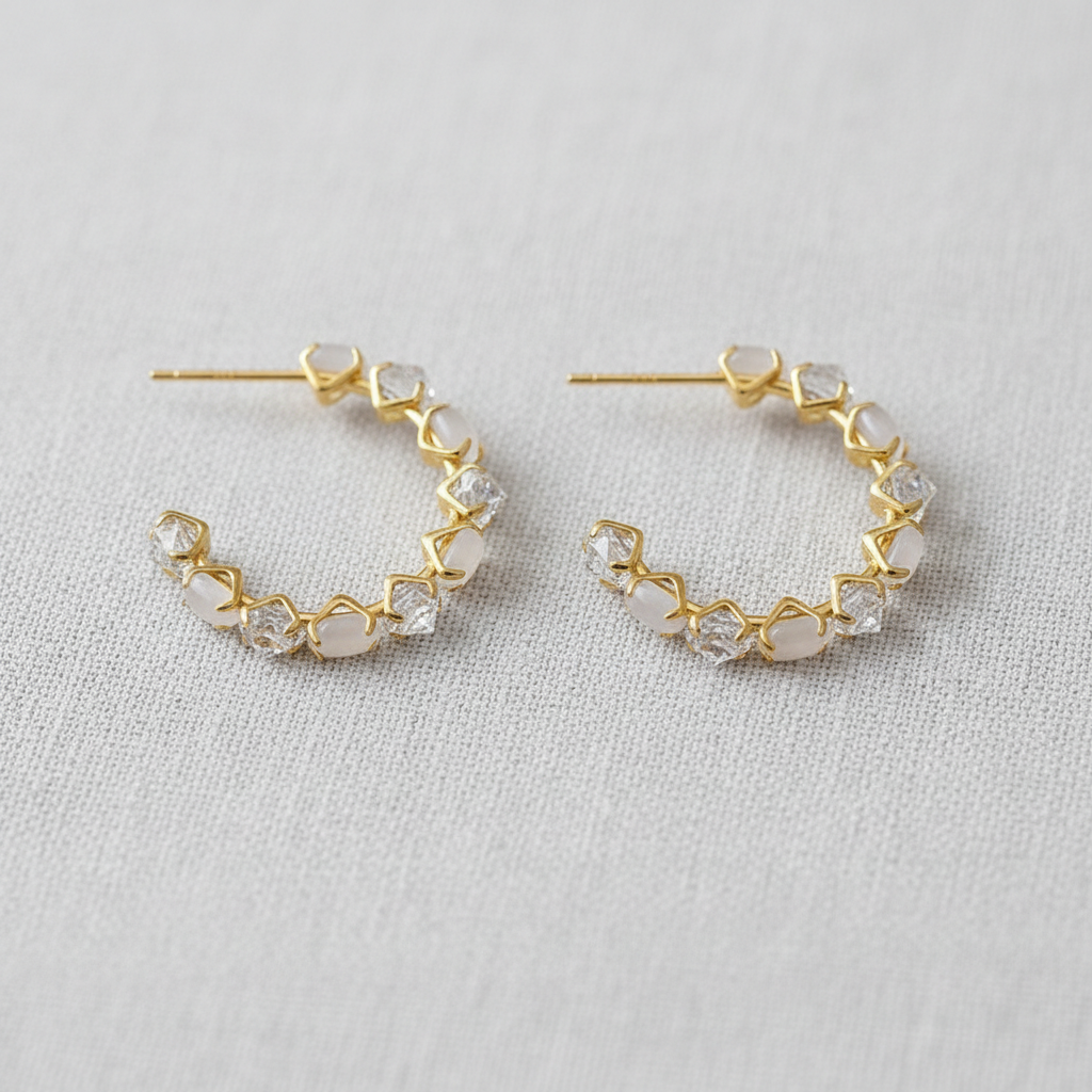 Gold Plated Geometric Hoop Earrings