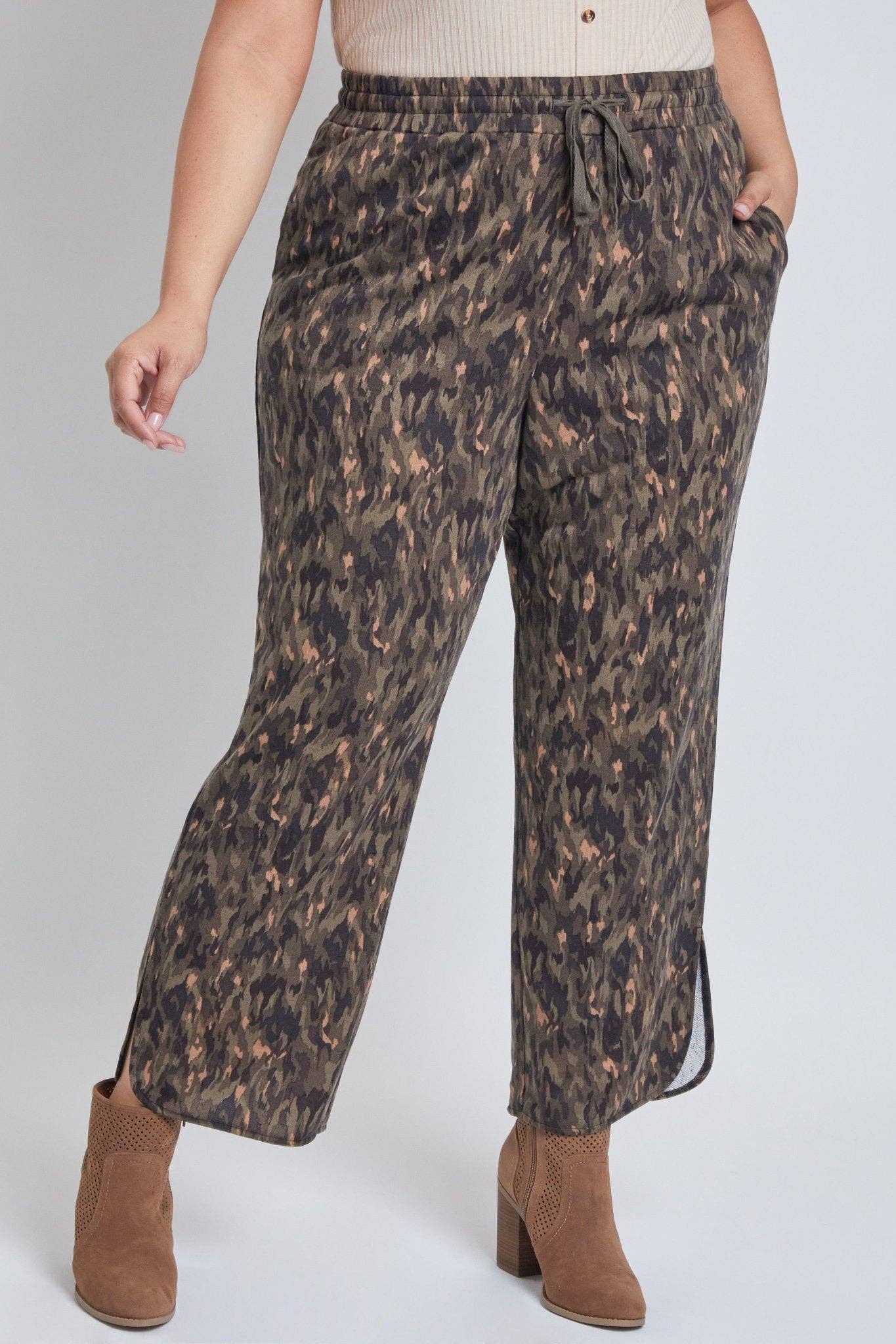 Missy Plus Size Drawstring Wide Leg Pant