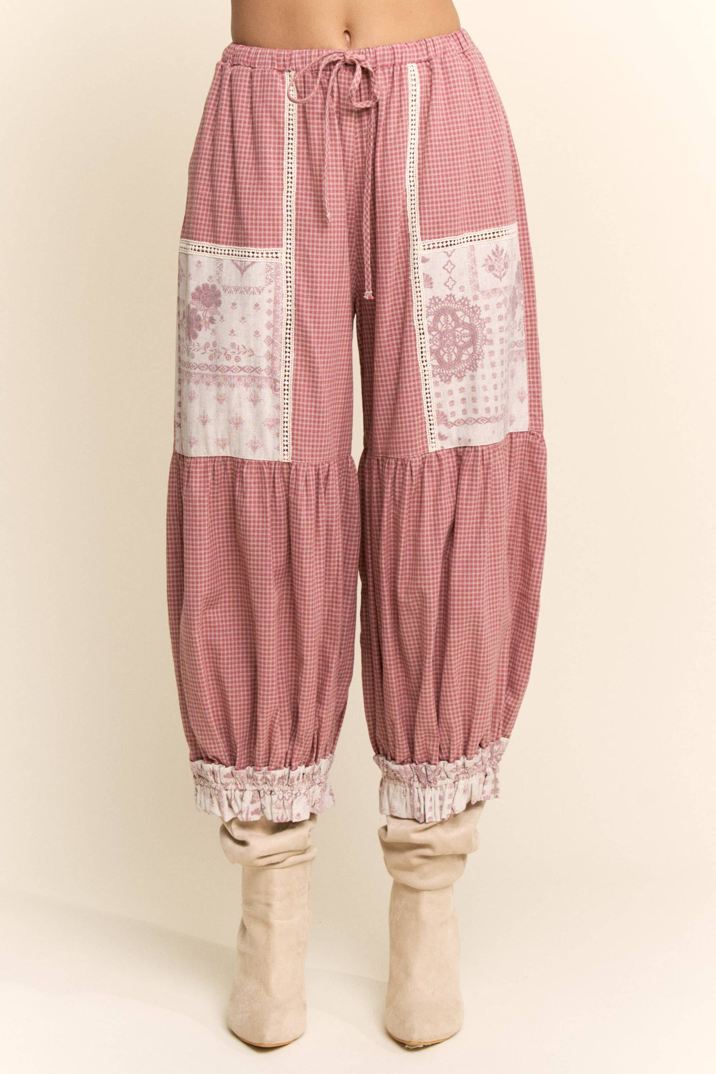 CONTRAST PATCHWORK BLOOMER PANTS