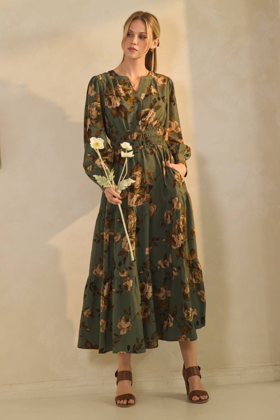 Plus Floral Printed Tiered Maxi Dress