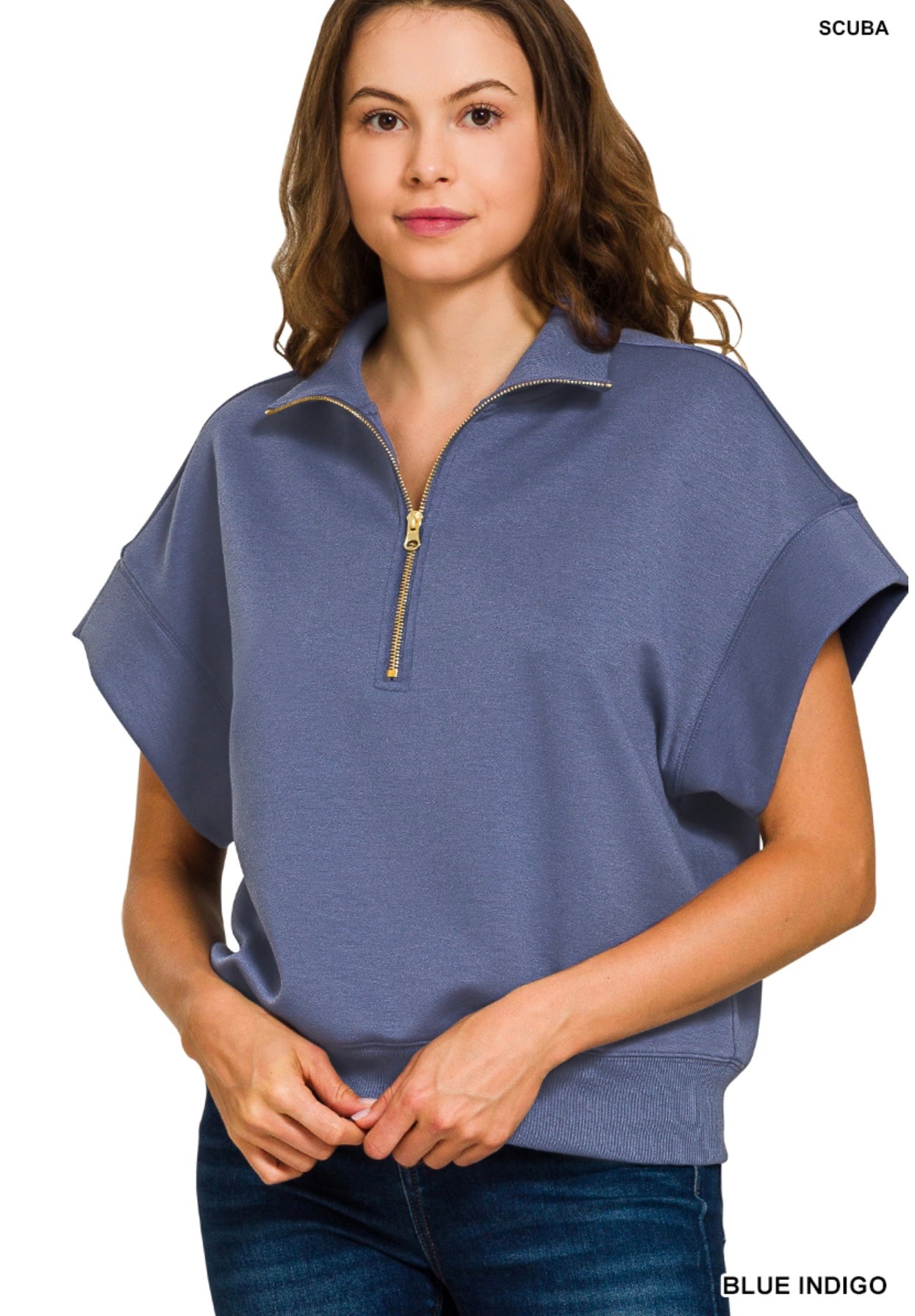 Zenana Half Zip 2 Piece Shorts Set