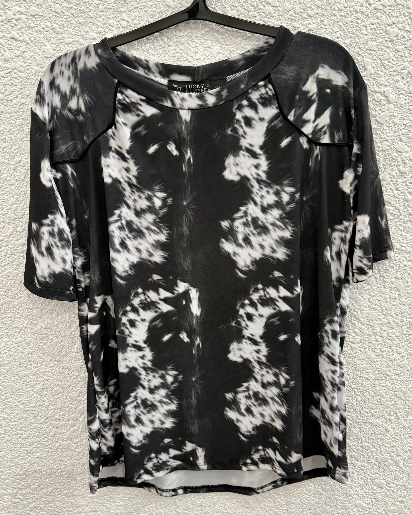 LB Black & White Cow Print Shirt