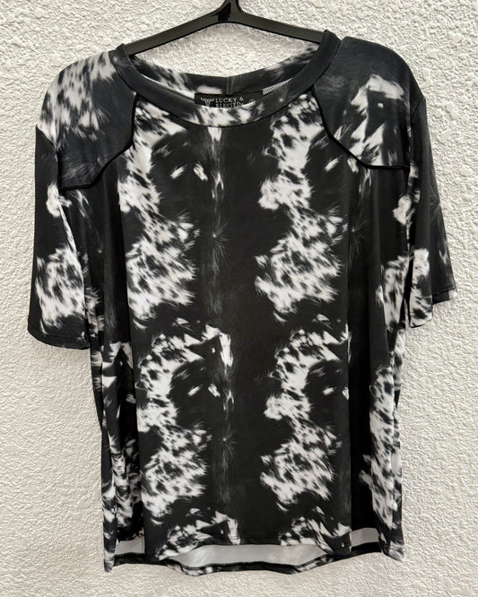 LB Black & White Cow Print Shirt