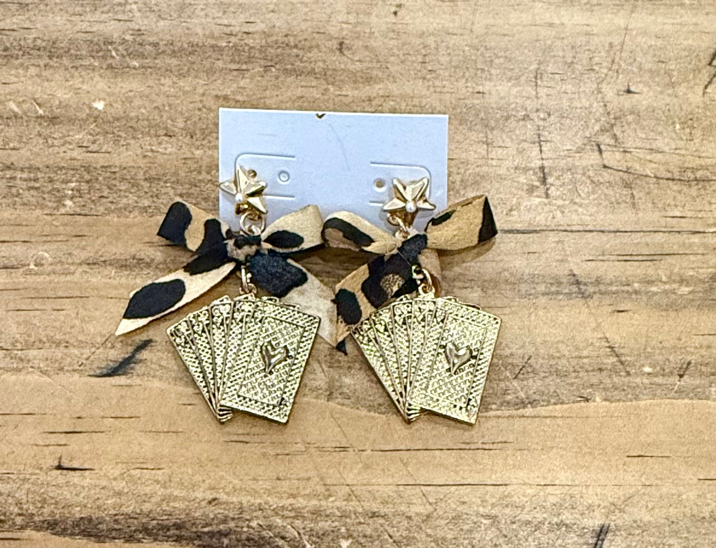 Cheetah Bow Pistol & Card Earrings